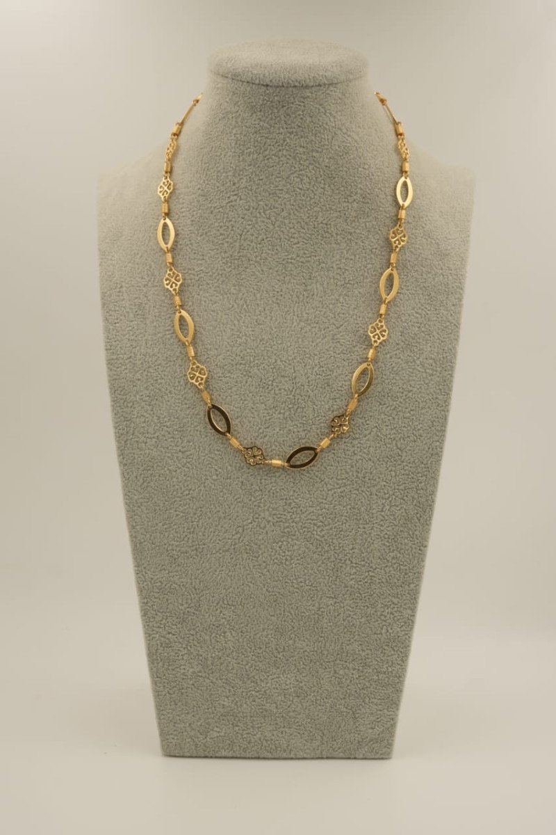 Gold Plated Filigiree And Oval Link  Chain