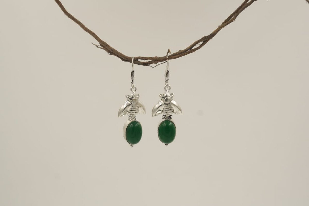 GreenOnyx- Stone Hook Drop Earring