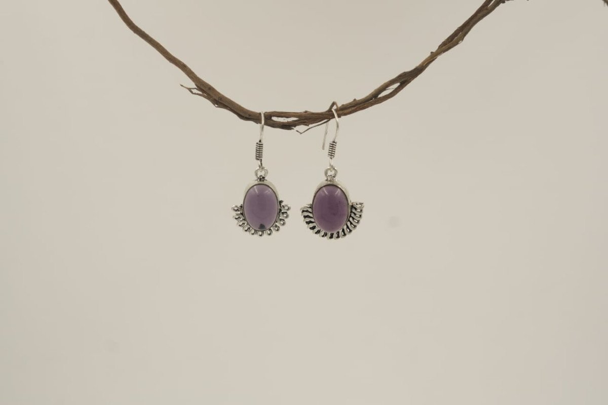 Amethyst -Colred Stone Hook Earing