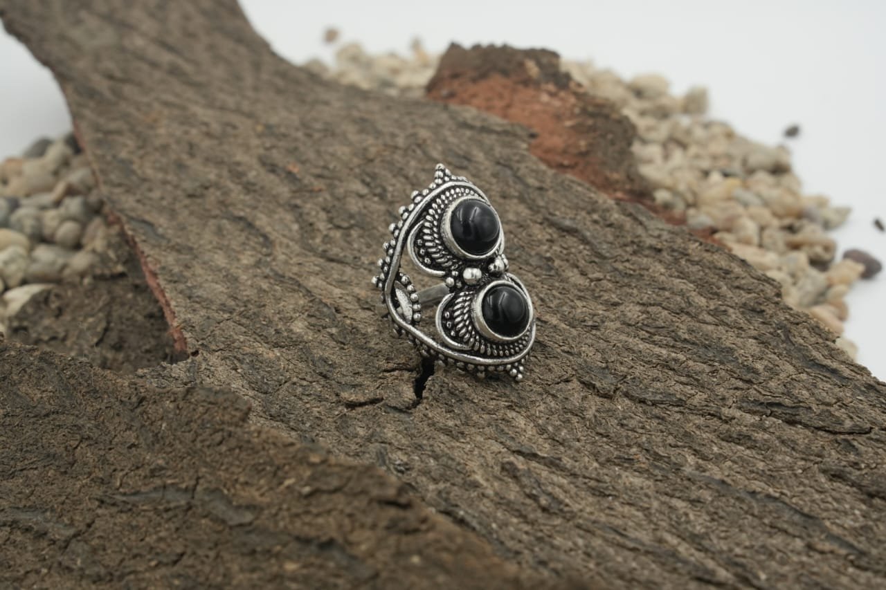 Bohemian Vintage Turquoise Double Stone Ring