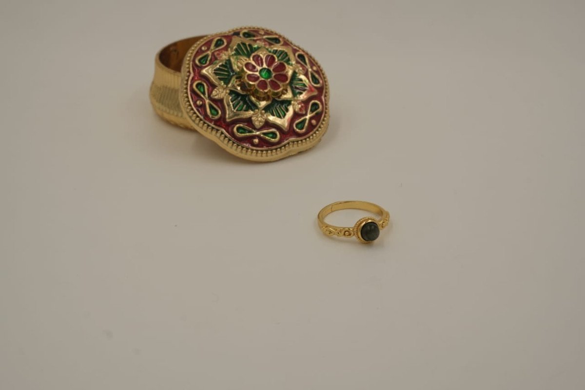 Handcrafted Brass Gemstone Ring  Minimal Vintage Style Jewelry