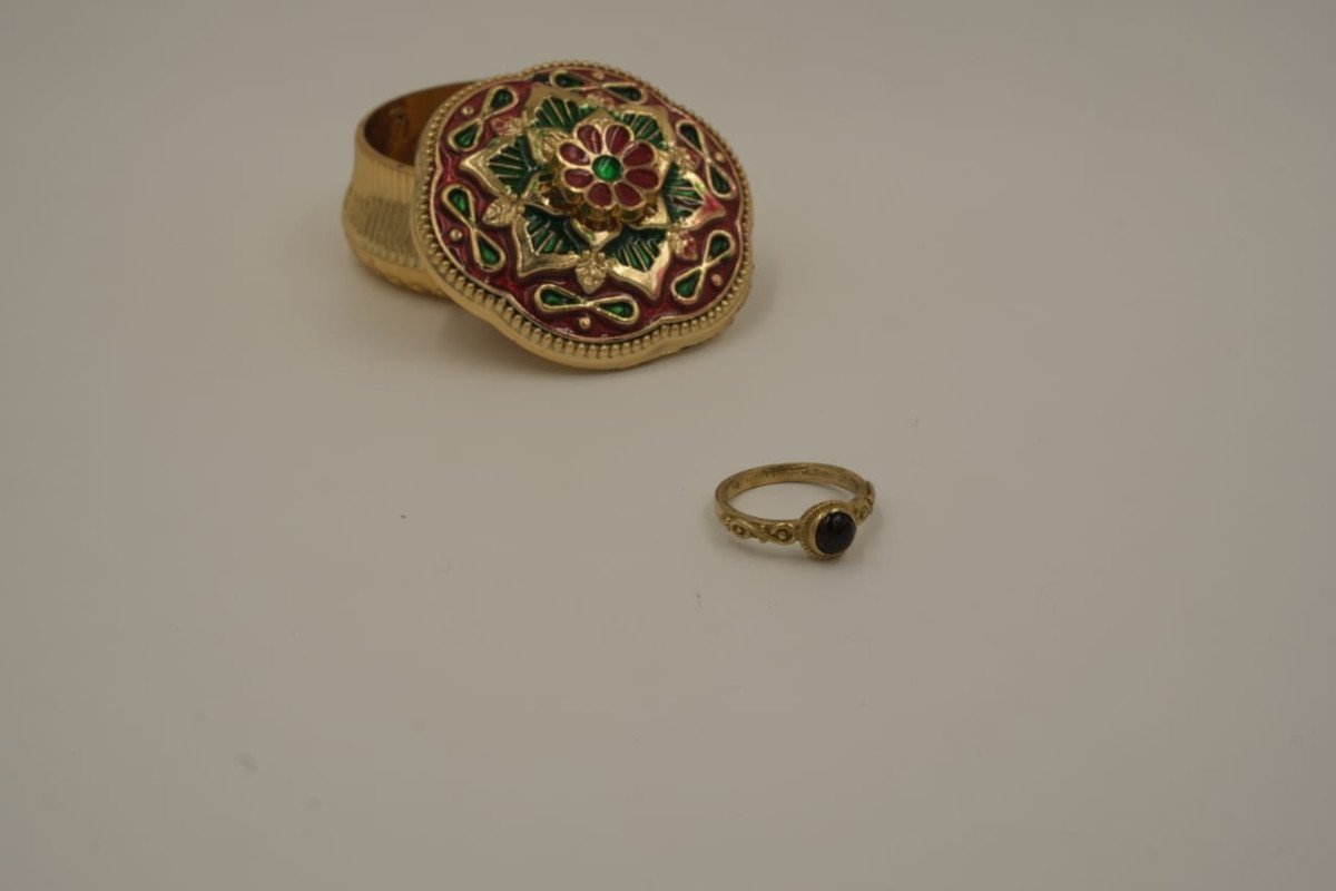 Handcrafted Brass Gemstone Ring  Minimal Vintage Style Jewelry