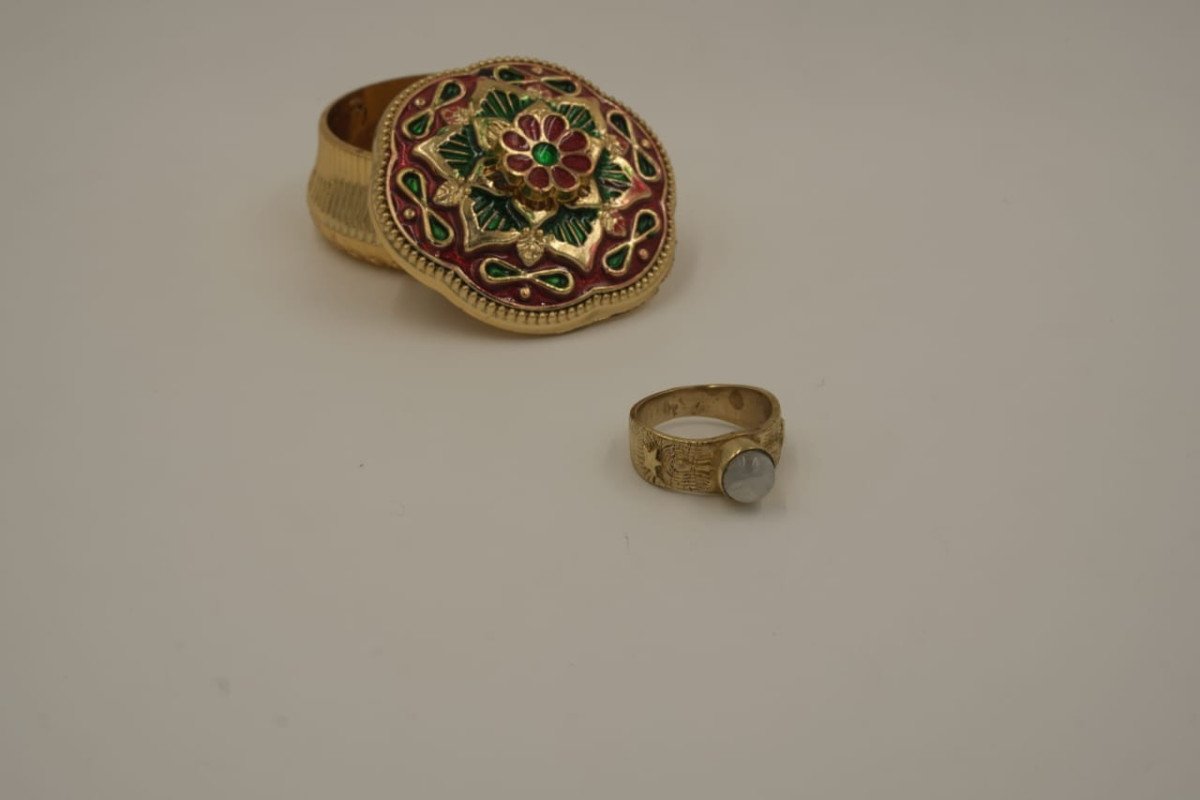 Handcrafted Brass Gemstone Ring  Minimal Vintage Style Jewelry