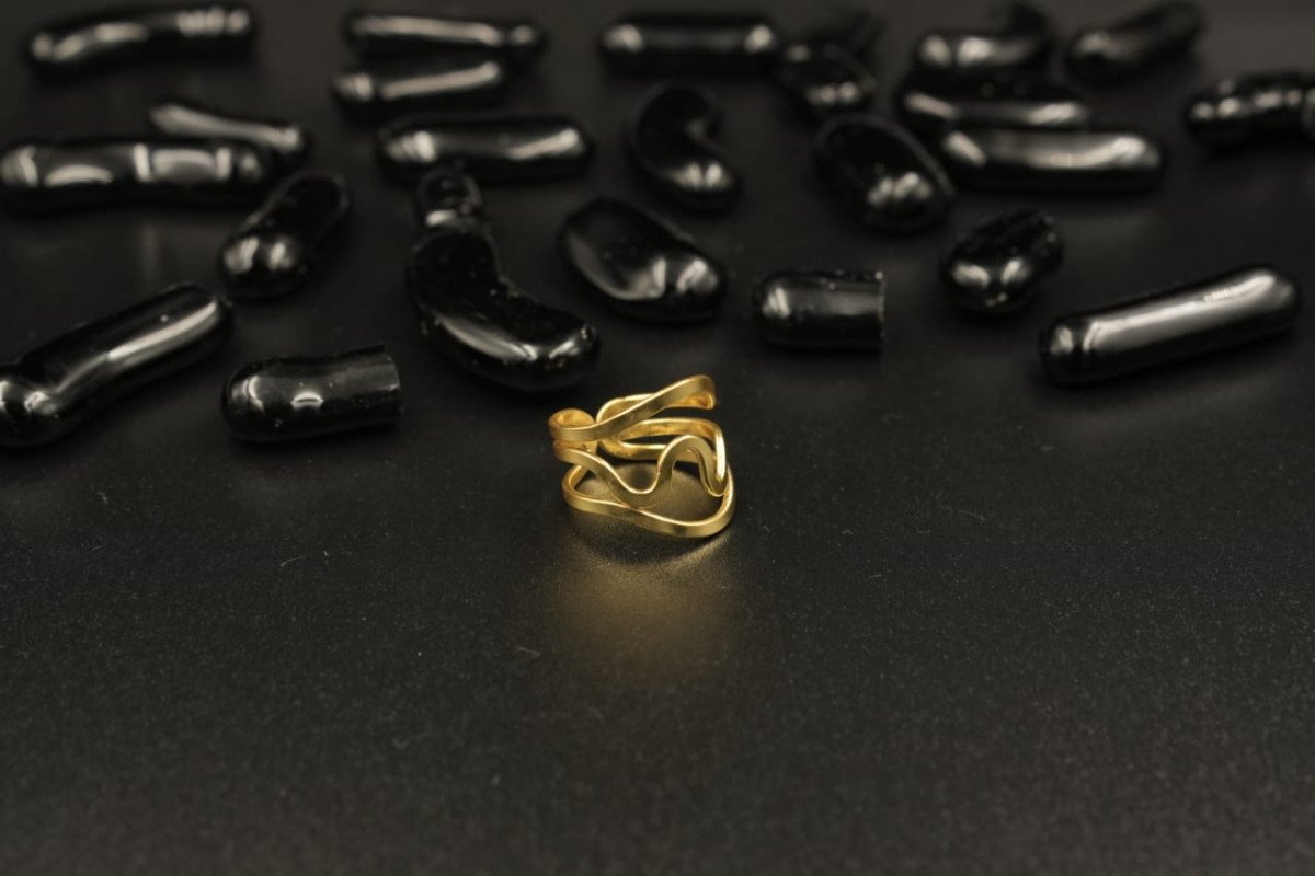 Handcrafted Minimal Spiral Brass Adjustable Ring  Modern Statement Jewelry