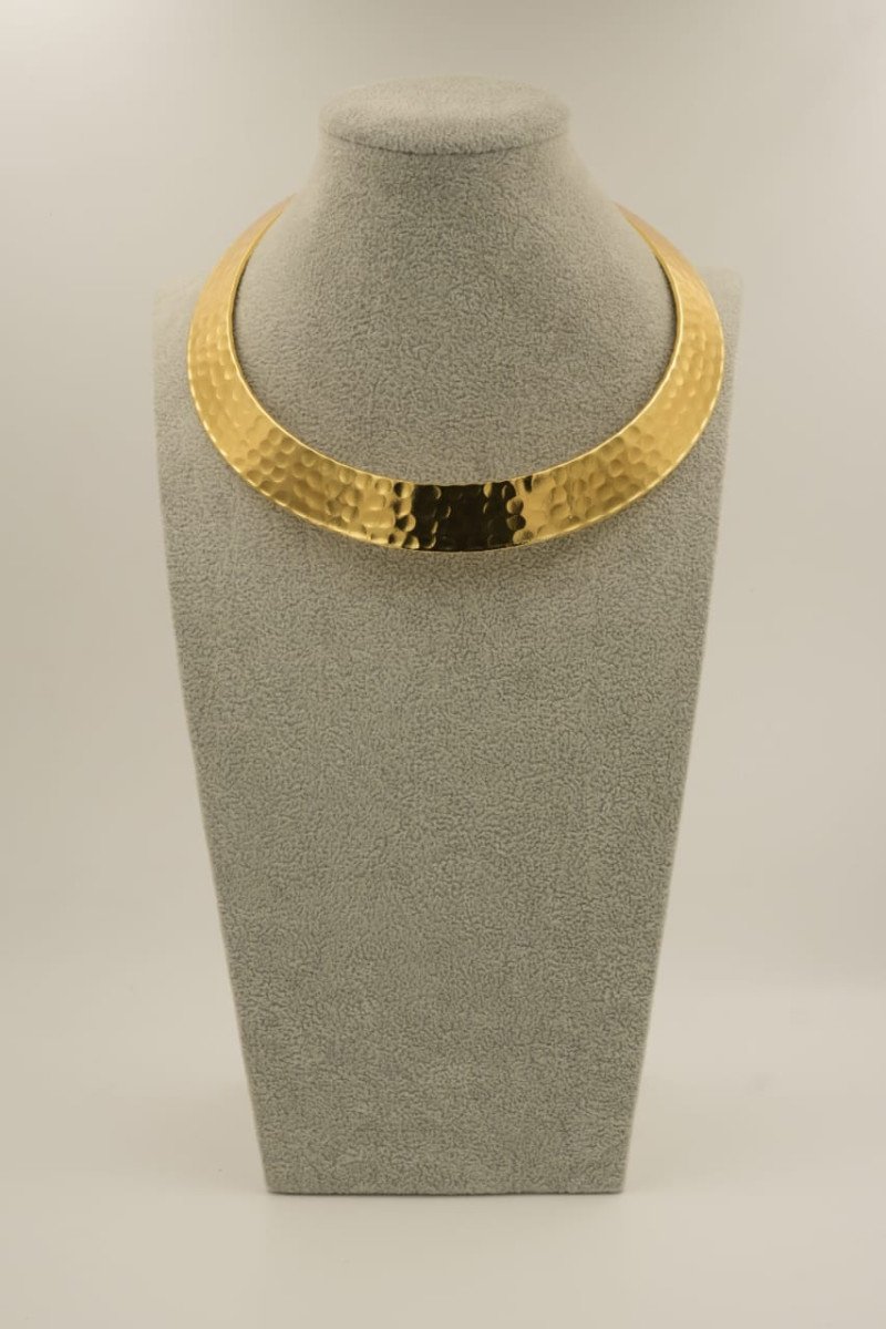 Minimalist Hammered Brass Choker