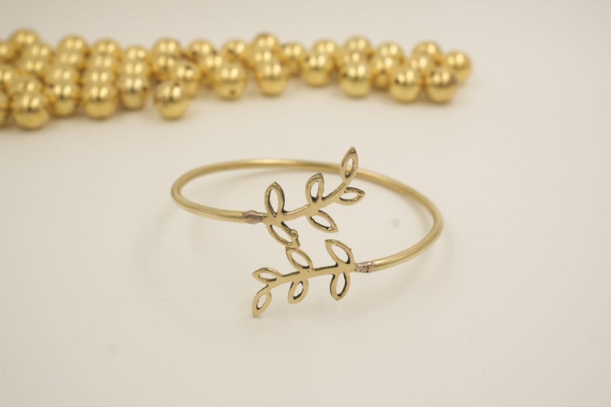 Boho Leaf Wrap Brass Bracelet