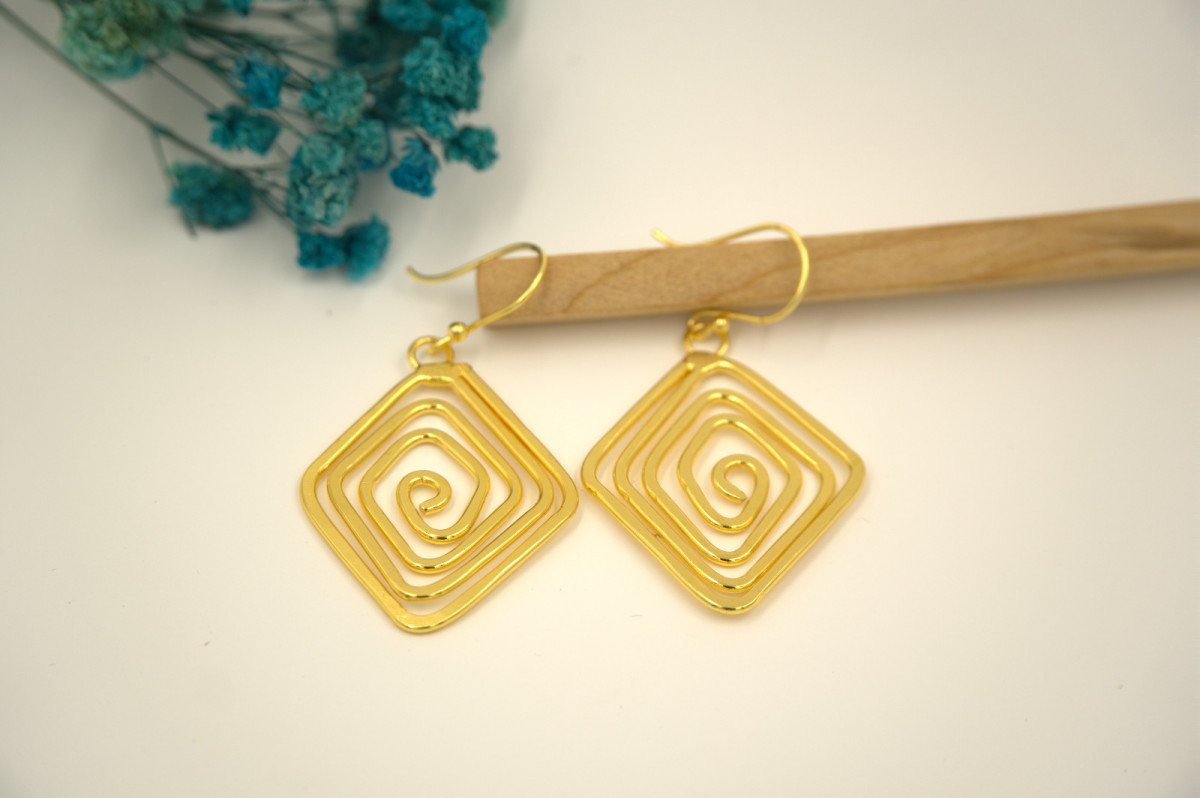 Geometric Spiral Drop Earrings